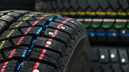 Close-up of a beautiful winter tire