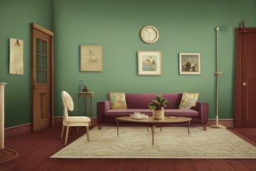 3D Render of modern living room, Ai generated