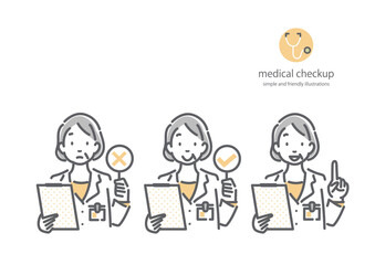 白衣の女性　アバター風アイコンセット　シンプルでお洒落な線画イラスト