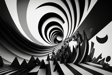 midjourney illustration with crazy black and white abstract futuristic pattern