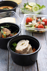 healthy food delivery in take away boxes for daily nutrition