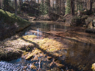 Pellaud lakes during autumn. Municipality of Rh&ecirc;mes-Notre-Dame, in the Aosta Valley, Italy