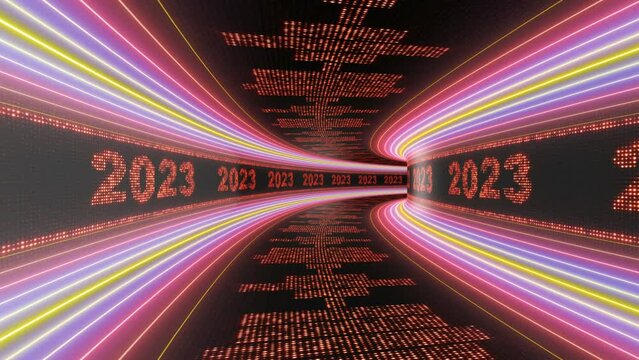 2023 Led Lights Number, New Year Eve Animation, Loop
