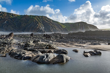 Bright November day at Sandymouth Bay Cornwall