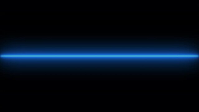 Straight neon lazer line color blue black background