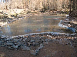 Pellaud lakes during autumn. Municipality of Rhêmes-Notre-Dame, in the Aosta Valley, Italy