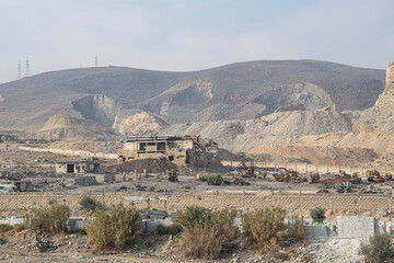 On the road from Aleppo to Damascus, destroyed building, Syria