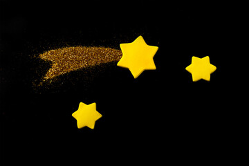 The Shooting Stars are made out of play clay (plasticine). Starry sky at night. Minimal creative...