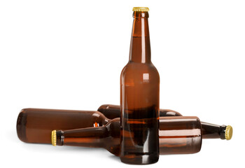 Glass beer bottle with beer