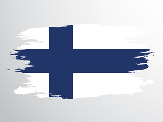 Vector flag of Finland drawn with a brush.