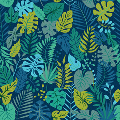 Pattern with beautiful tropical leaves.