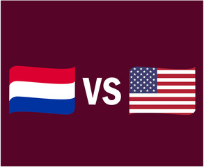 Netherlands And United States Flag Ribbon Symbol Design Europe And North America football Final Vector European And North American Countries Football Teams Illustration