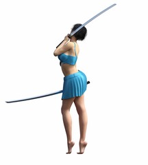 warrior woman, isolated on white background, 3D illustration, cg render