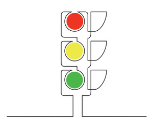 Continuous line drawing of traffic light. Vector illustration.