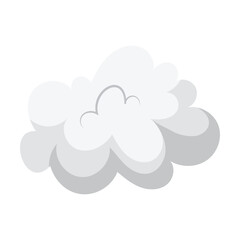 Rainy autumn cloud shape flat vector illustration. Cloudy sky element, heaven symbol isolated on white background