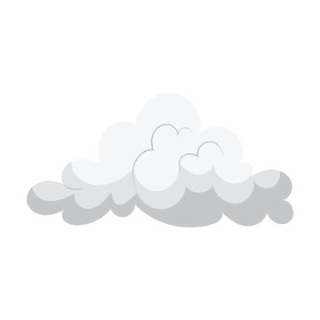 Grey cloud shape flat vector illustration. Cloudy sky element, heaven symbol isolated on white background