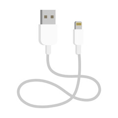 Mobile phone wire cable cartoon illustration. Cellphones case, charger, battery isolated on white background