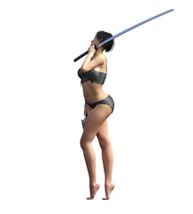 warrior woman, isolate on a transparent background, 3d illustration, cg render