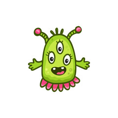 Fototapeta premium Cute cartoon monster,green color.Funny character.Vector illustration