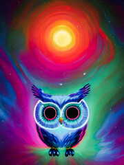 Obraz premium Artistic concept painting of an owl in colorful neon style