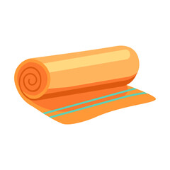 Rolled up floor mat. Bath accessories on white background cartoon illustration. Hygiene, bathroom isolated on white background