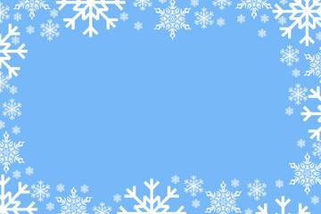 Winter abstract background - white snowflakes on a blue background.