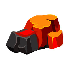 Pile of hot glowing charcoal for fireplaces cartoon illustration. Burning coal for grill and barbecue isolated on white