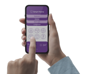 PNG file no background Smart home automation app on smartphone