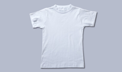 Front views on boys t-shirts with shadow isolated on grey background. Mockup for design