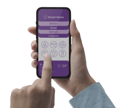 PNG file no background Smart home automation app on smartphone