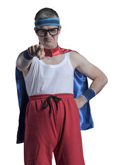 PNG file no background Funny super hero pointing at camera