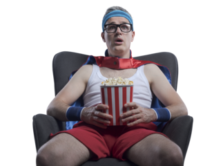 PNG file no background Funny superhero watching movies