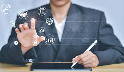 Digital transformation change the world, internet of things. new technology big data and business process strategy, customer service management, cloud computing, smart industry. Ai technology.