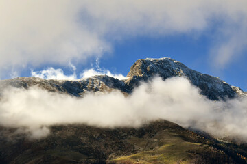 Monte Mucrone, the symbolic peak of the Biella area, cloaked in clouds