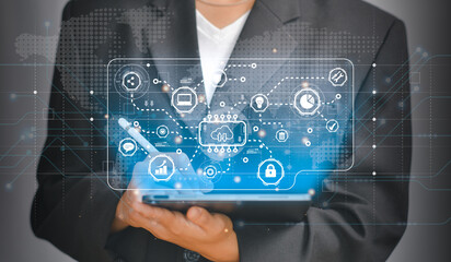 Digital transformation change the world, internet of things. new technology big data and business process strategy, customer service management, cloud computing, smart industry. Ai technology.