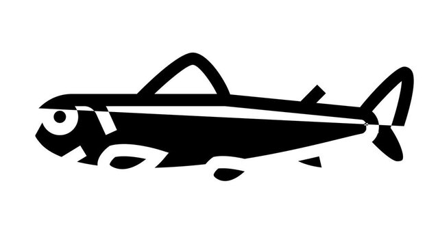 fry salmon line icon animation