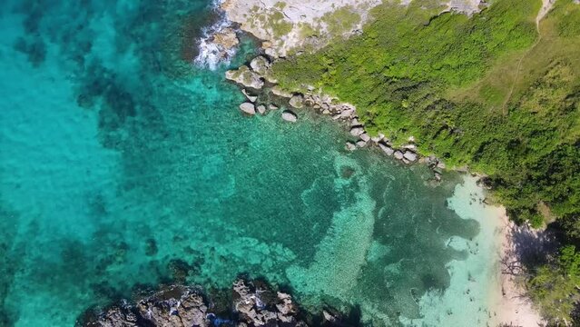 Aerial view of coastline in Jamaica