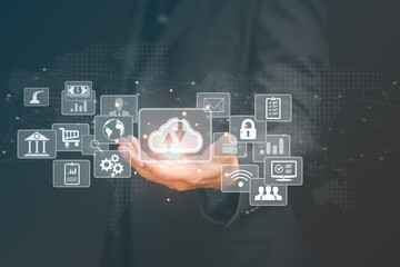 Cloud Computer technology.Internet of things,technology big data,business strategy, digital transformation change management,cloud transfer network of Data,cybersecurity,Ai technology.