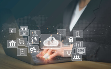Cloud Computer technology.Internet of things,technology big data,business strategy, digital transformation change management,cloud transfer network of Data,cybersecurity,Ai technology.