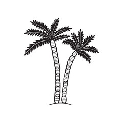 Coconut palm tree natural icon isolated on a white background, art logo design