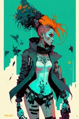 futuristic cyberpunk concept character art