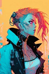 portrait of a futuristic cyberpunk woman