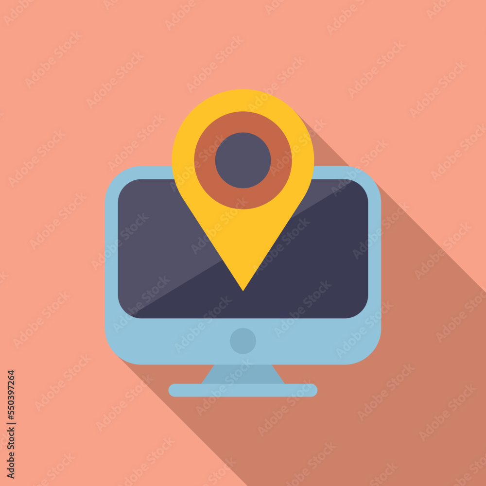 Aufkleber pc location icon flat vector. web button. email app