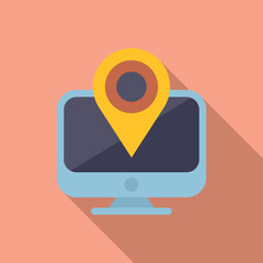 Pc location icon flat vector. Web button. Email app