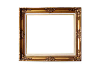 Old antique gold frame on white background copy space, template mock up for you art, design, print