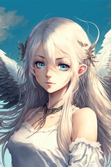 portrait of a woman silver hair anime girl