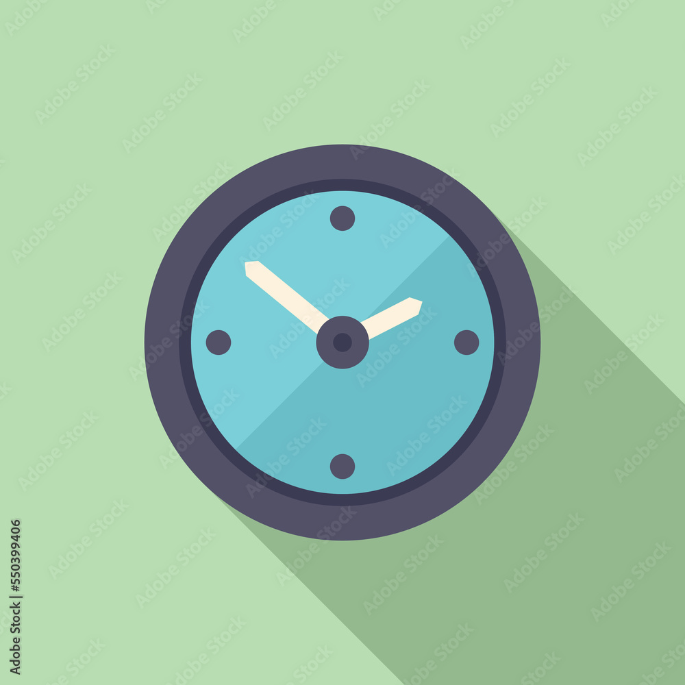 Poster wall clock icon flat vector. web button. interface data