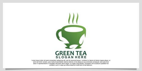 Green tea logo design and inspiration isolated on white background Premium Vector Part 3