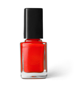 red nail polish in glass bottle