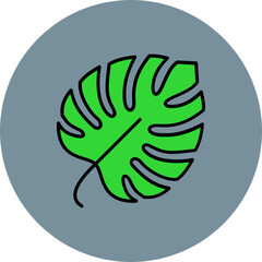 Monstera Multicolor Circle Filled Line Icon